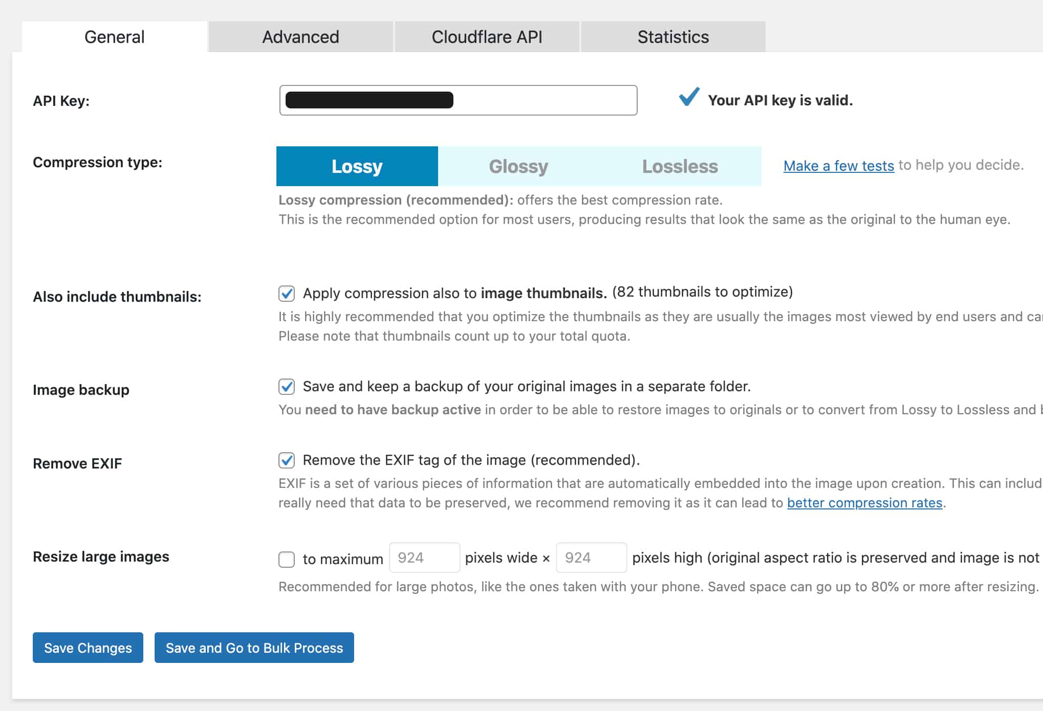 ShortPixel General settings page