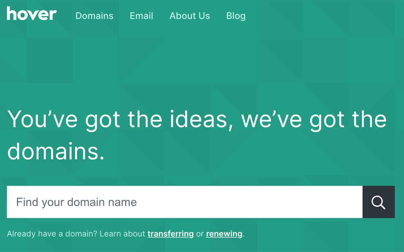 Hover is a great provider to register a domain name with.